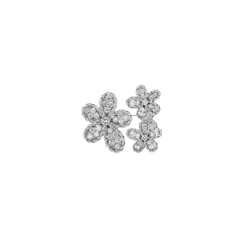 18K White Gold Jasmine Pave Diamond Multi Flower Ring
