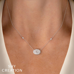 14K Yellow Gold 0.97ct Diamond Oval Bezel Necklace