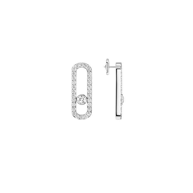 18K White Gold Move Uno Pavé-Set Diamond Earrings