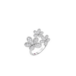18K White Gold Jasmine Pave Diamond Multi Flower Ring