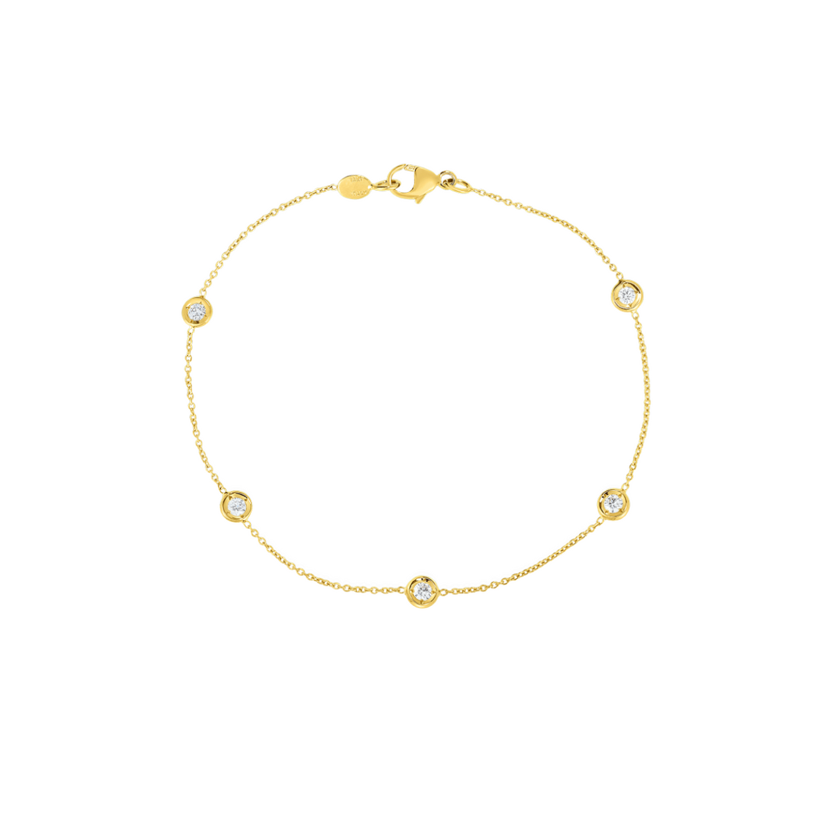 Roberto Coin Bracelet - 18K Yellow Gold Diamond By The Inch Five Station Bracelet | Manfredi Jewels