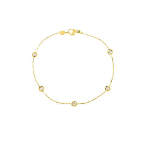 18K Yellow Gold Diamond By The Inch Five Station Bracelet