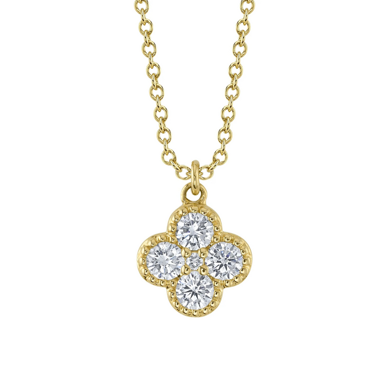 14K Yellow Gold 0.33ct Diamond Clover Necklace