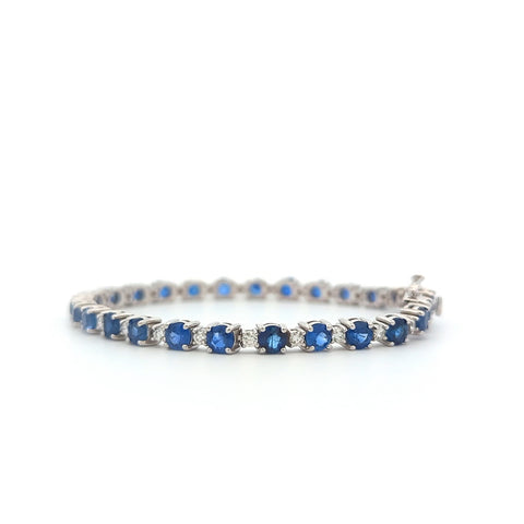 18K White Gold, Sapphire, & Diamond Tennis Bracelet