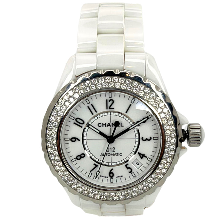 J12 38mm White Ceramic Diamond-Set Bezel Automatic
