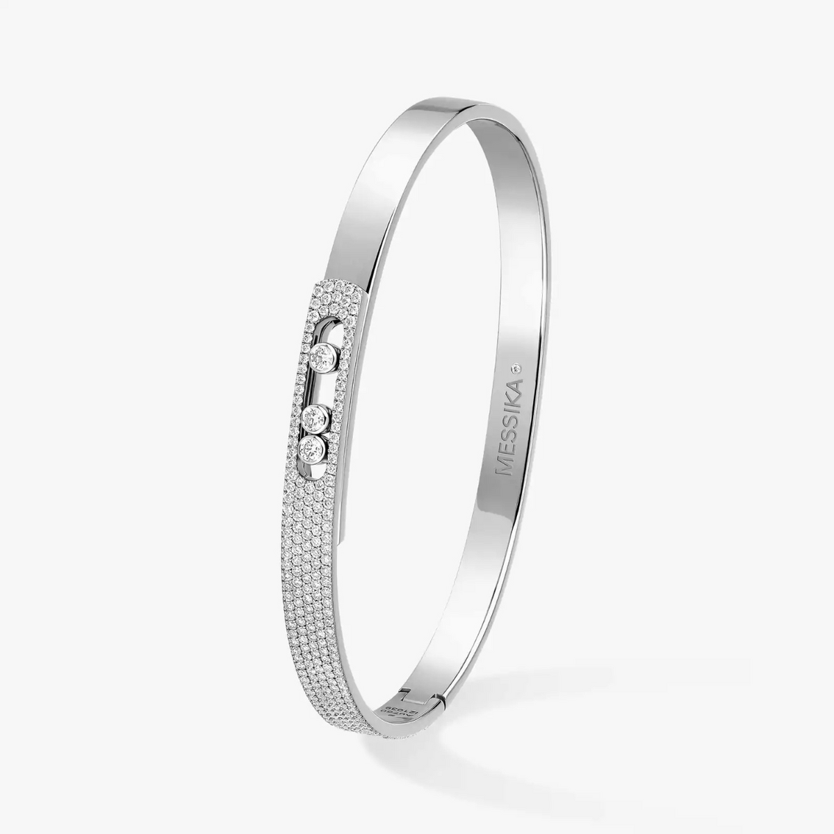 Messika Jewelry - 18K White Gold Diamond Move Noa Semi-Pave Diamond Bangle | Manfredi Jewels