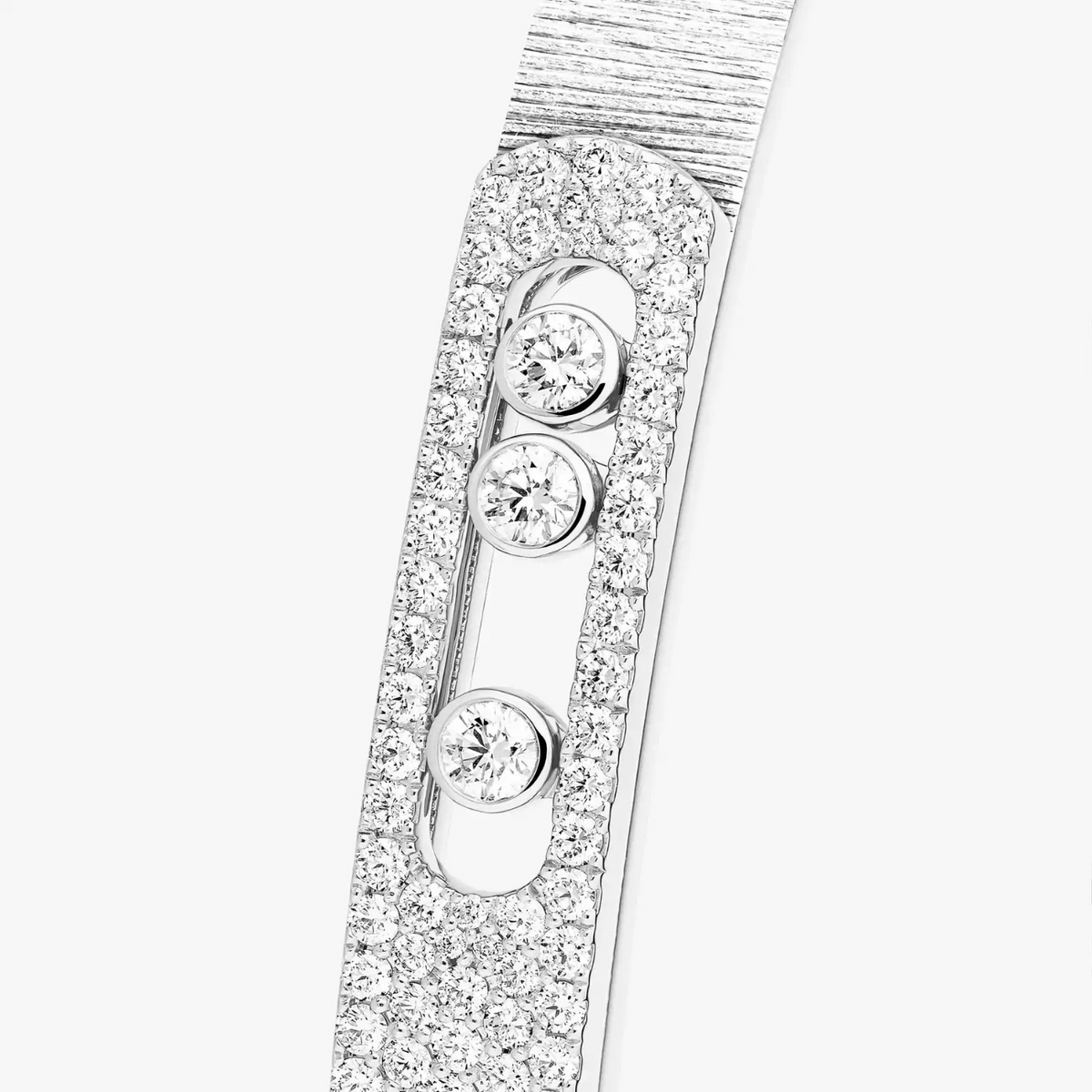 Messika Jewelry - 18K White Gold Diamond Move Noa Ciselé Semi-Pavé Bangle | Manfredi Jewels