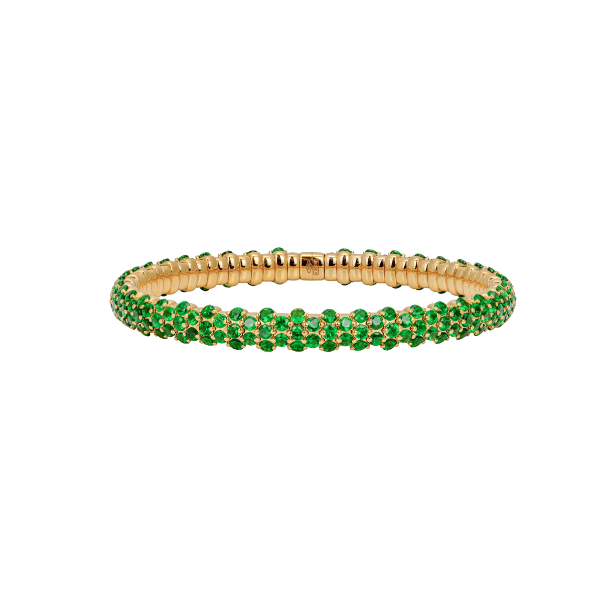 18K Yellow Gold & Tsavorite Domed Stretch Bracelet