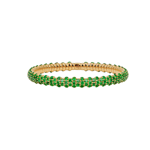 18K Yellow Gold & Tsavorite Domed Stretch Bracelet