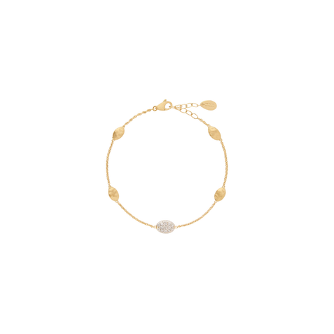 18K Yellow Gold Siviglia Small Bean Bracelet with Diamond Accent