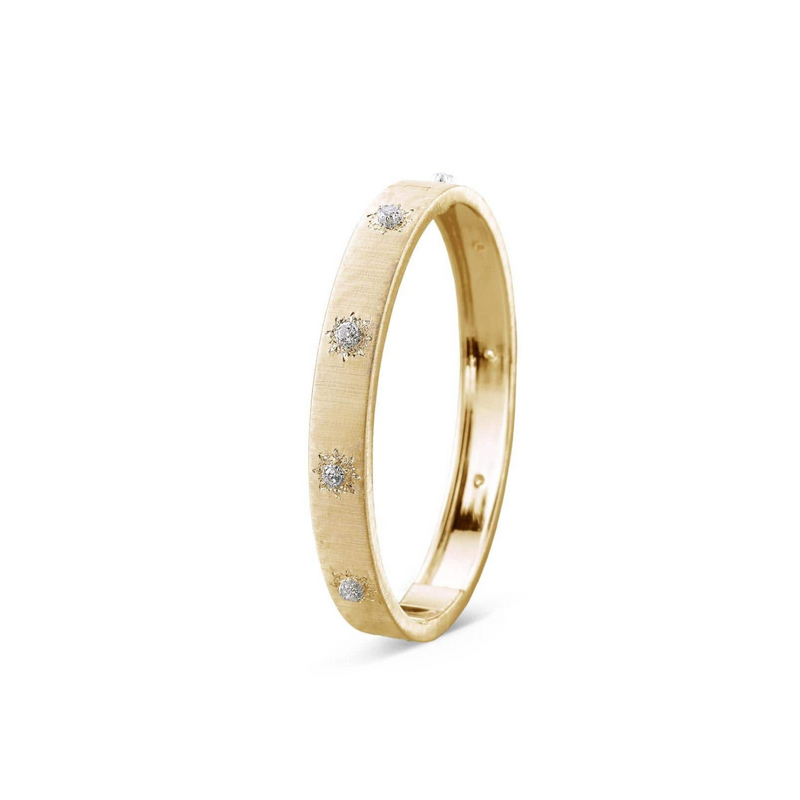Buccellati Jewelry - Macri Classica 18K Yellow Gold Diamond Wide Bracelet | Manfredi Jewels