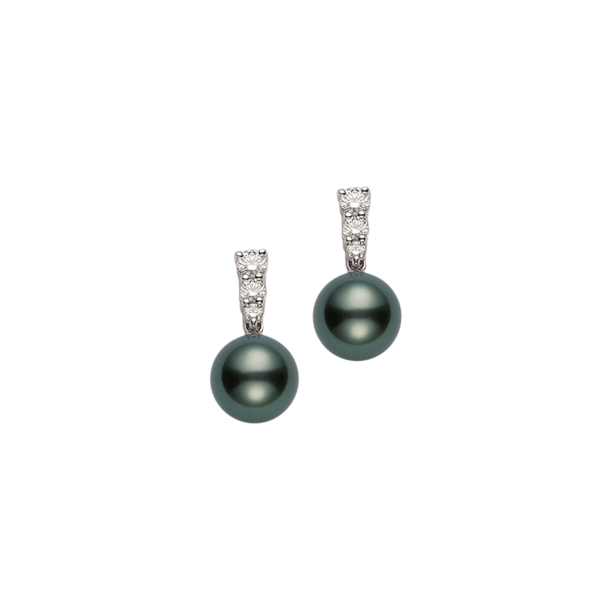 Mikimoto Jewelry - Morning Dew 18K White Gold Black South Sea Cultured Pearl & Diamond Drop Earrings | Manfredi Jewels