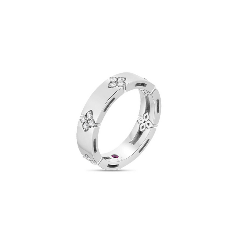 Love In Verona 18K White Gold Narrow Diamond Ring