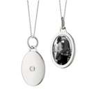 Sterling Silver Oval Half Locket with Sapphire