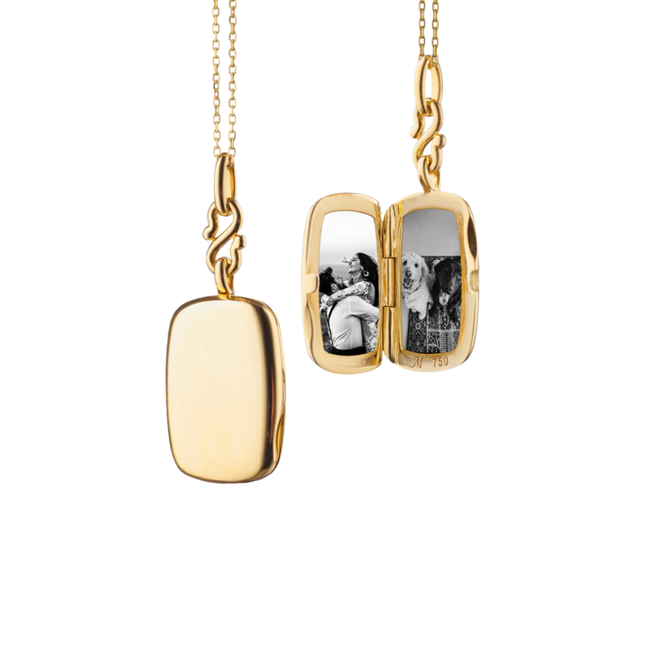Monica Rich Kosann Jewelry - 18K Yellow Gold Slim ’Britt’ 18K Gold Locket Necklace | Manfredi Jewels
