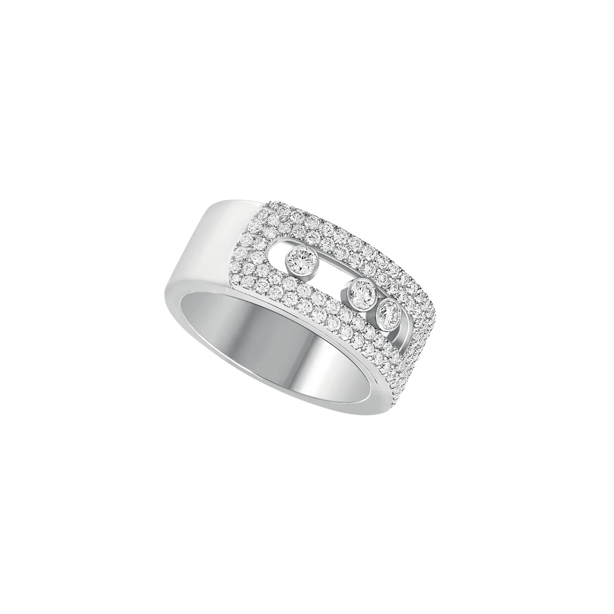 Messika Jewelry - Move Noa 18K White Gold Large Model Diamond Pavé Ring | Manfredi Jewels