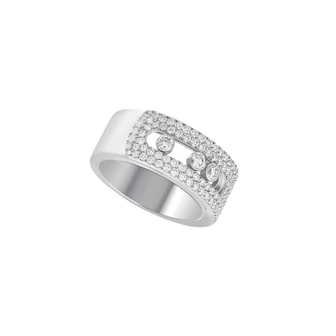 Move Noa 18K White Gold Large Model Diamond Pavé Ring