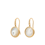 Jaipur Color 18K Yellow Gold Mother of Pearl Small Drop Diamond Earrings