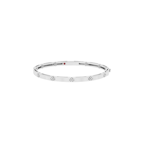Love In Verona 18K White Gold Small Width Diamond Accent Bangle Bracelet