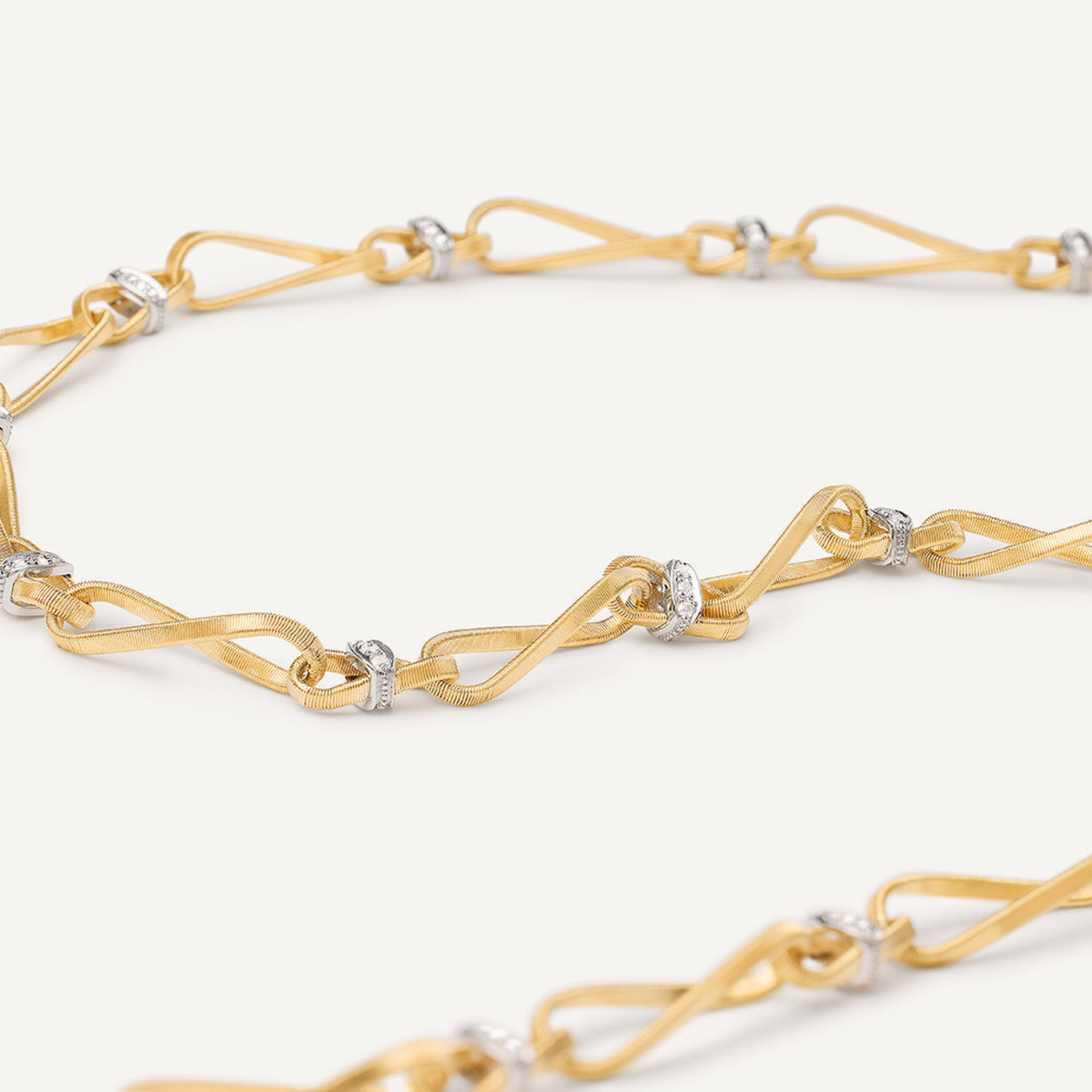Marco Bicego Jewelry - Marrakech 18K Yellow Gold Twisted Coil Link Diamonds Necklace | Manfredi Jewels