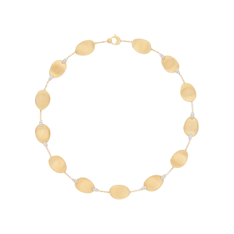 Lunaria 18K Yellow Gold Petal Single Strand Necklace With Diamond Accents