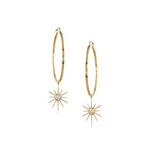 Celestia 18K Yellow Gold Star Diamond Pavé Hoop Drop Earring