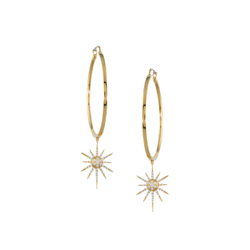 Celestia 18K Yellow Gold Star Diamond Pavé Drop Earring
