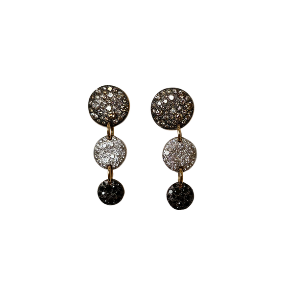 Estate 18K Rose Gold Pomellato Pave White, Brown, & Black Diamond Sabbia Drop Earring