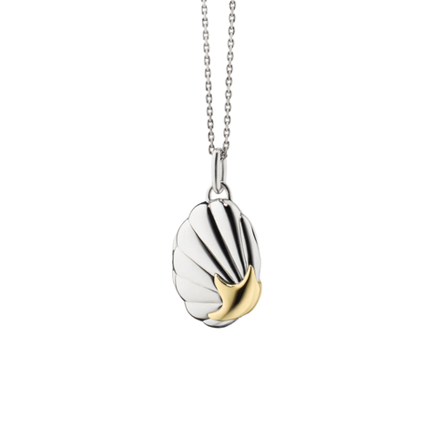 The "Neptune" Shell Two-Tone Locket Necklace