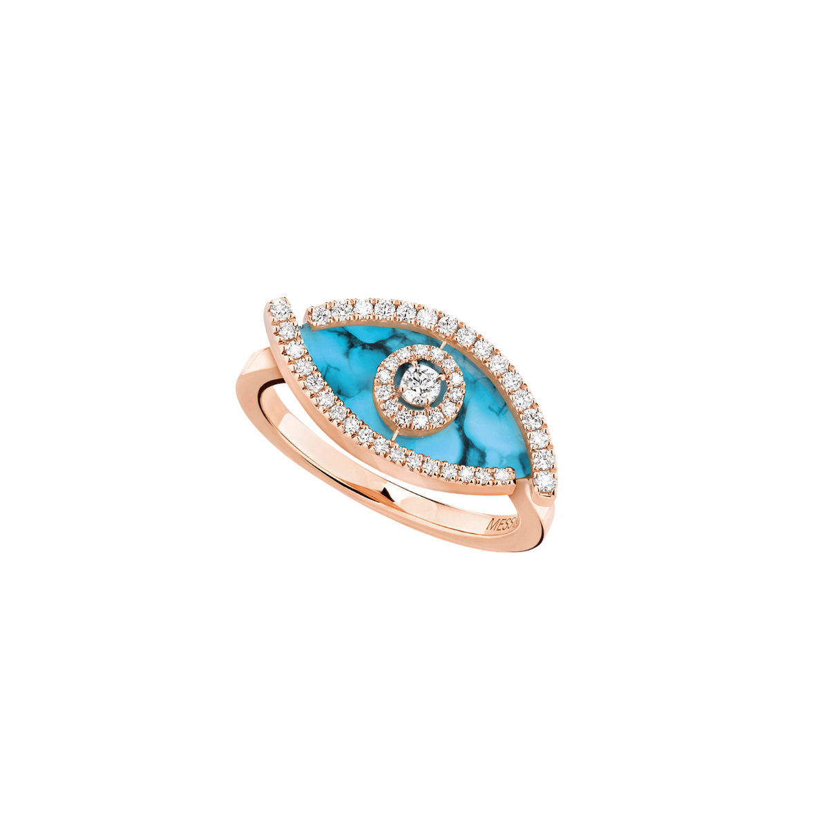 Messika Jewelry - Lucky Eye 18K Rose Gold Turquoise Diamond Ring | Manfredi Jewels
