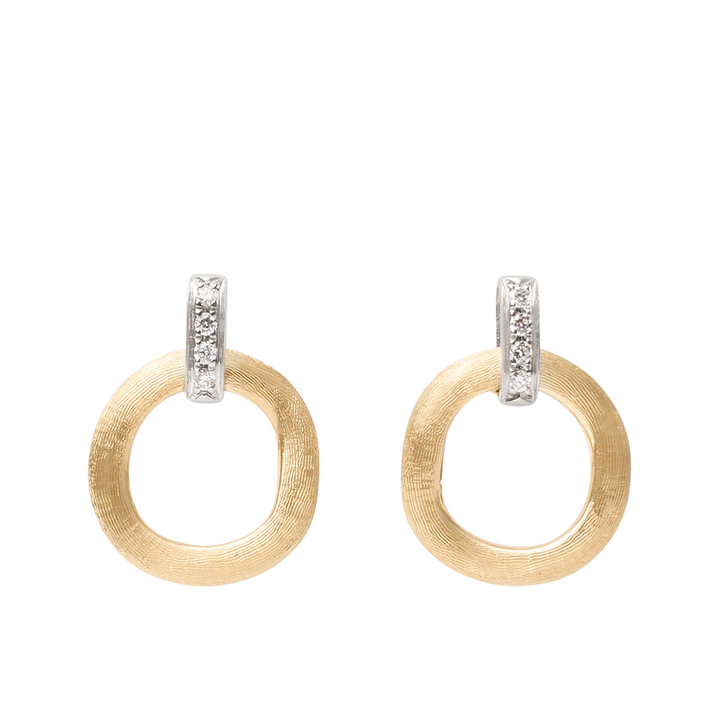 Marco Bicego Jewelry - Jaipur 18K Yellow Gold Flat-Link Diamond Stud Drop Earrings | Manfredi Jewels