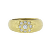 14K Yellow Gold Star Pave Set Diamond Cluster Textured Band Ring