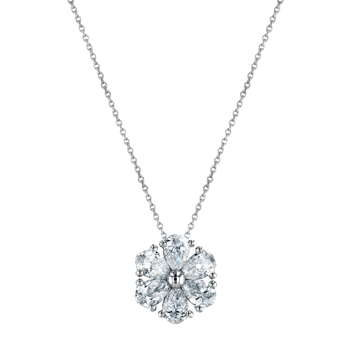 Manfredi Jewels Diamond - 18K White Gold Pear Shape Diamond Flower Pendant – 1.92 CTW | Manfredi Jewels