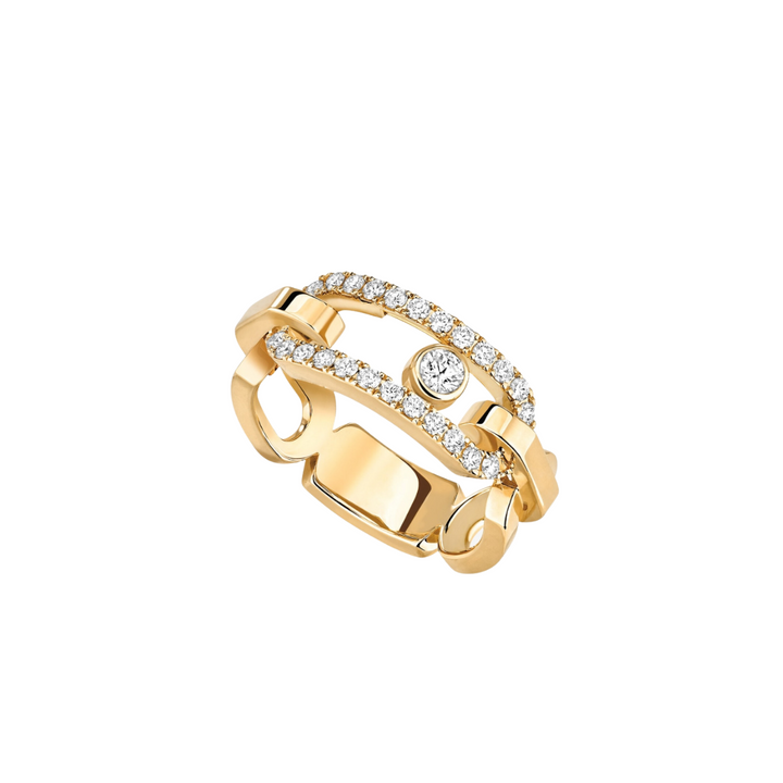 Messika Jewelry - Move Link 18K Yellow Gold Diamond Pavé Ring | Manfredi Jewels