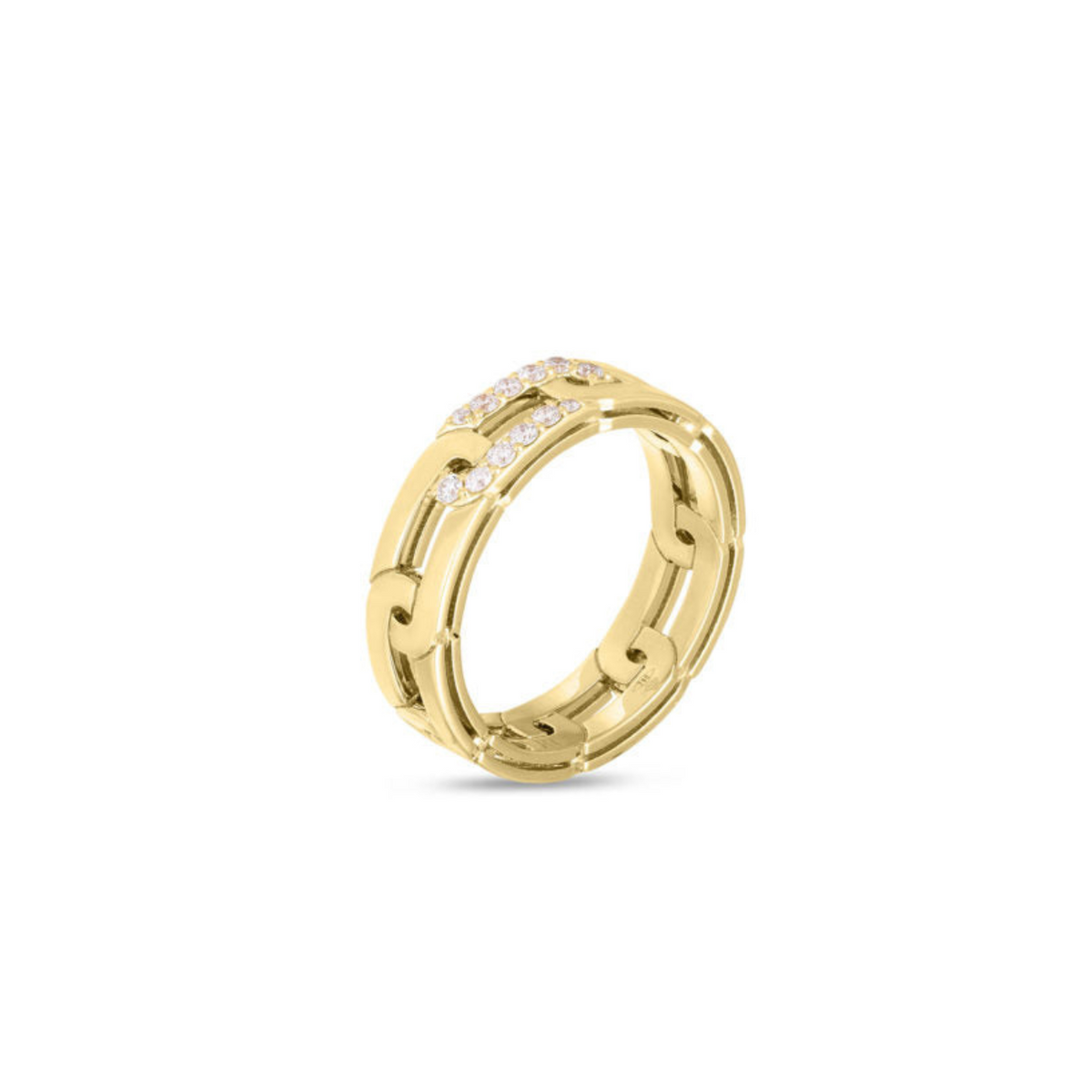 Roberto Coin Jewelry - Navarra 18K Yellow Gold Slim Diamond Accent Ring | Manfredi Jewels