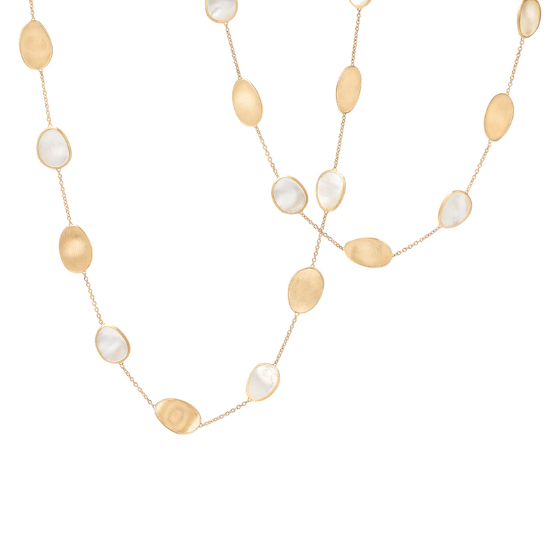 Marco Bicego Jewelry - Lunaria 18K Yellow Gold White Mother of Pearl Long Necklace | Manfredi Jewels