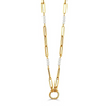 Fancy 18K Yellow Gold Mixed Oval Link and Pearl Chain Necklace