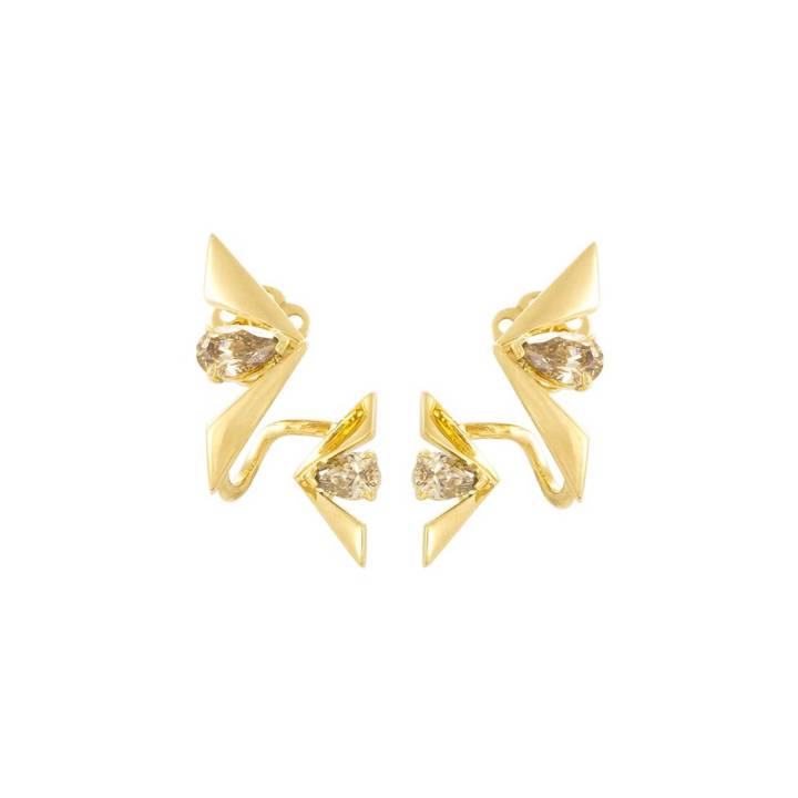 Etho Maria Jewelry - Penna 18K Yellow Gold Brown Diamond Earrings | Manfredi Jewels