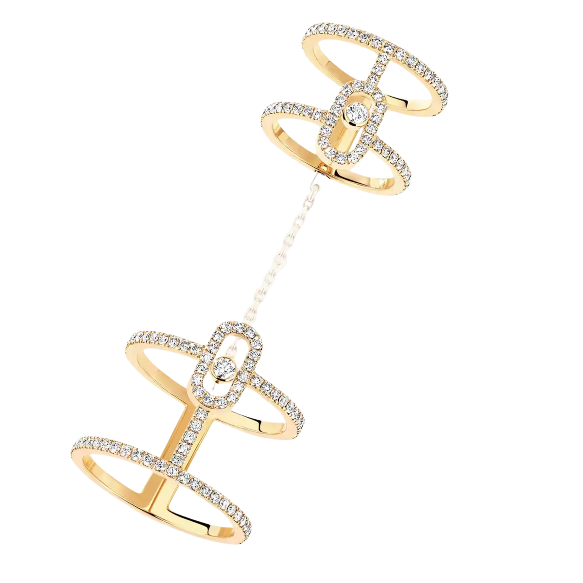 Messika Jewelry - Move Uno 18K Yellow Gold Pavé Double Diamond Ring | Manfredi Jewels