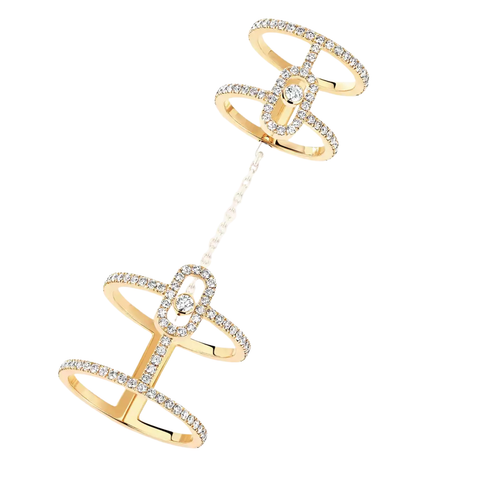 Move Uno 18K Yellow Gold Pavé Double Diamond Ring