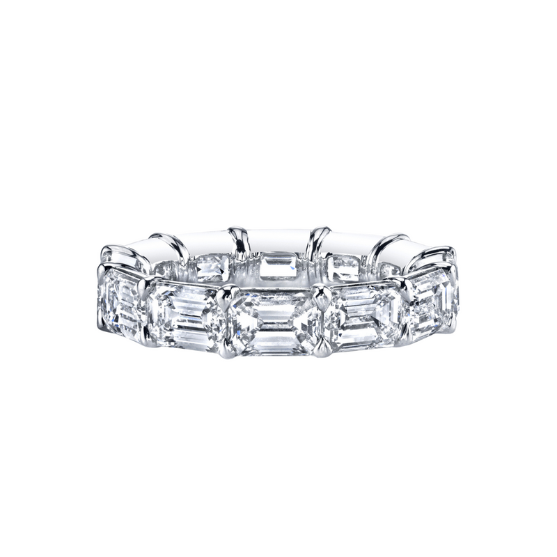 Platinum Emerald Cut Diamond Eternity Band – 2.05 CTW Set East-West