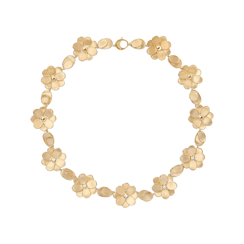 Marco Bicego Jewelry - Petali 18K Yellow Gold Flower Collar Diamond Necklace | Manfredi Jewels
