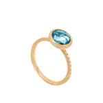 Jaipur Color 18K Yellow Gold Blue Topaz with Diamond Pavé Shank Ring