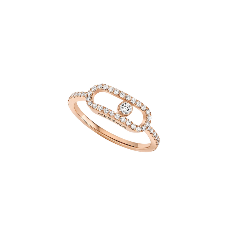 Move Uno 18K Rose Gold Large Model Diamond Pavé Ring