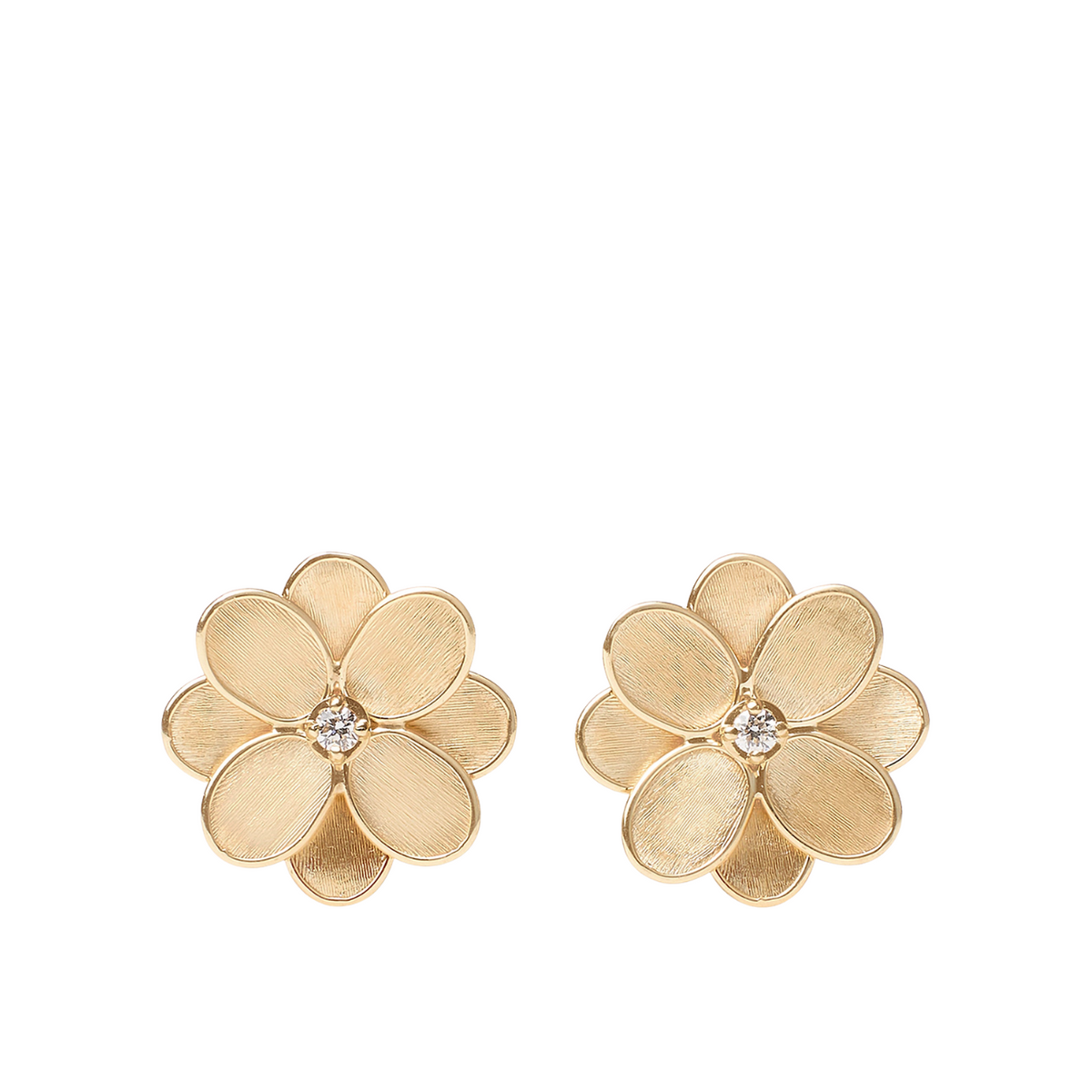 Marco Bicego Jewelry - Petali 18K Yellow Gold Diamond Flower Stud Earrings | Manfredi Jewels