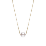 Classic Elegance 18K Yellow Gold Akoya Cultured Single Pearl Pendant Necklace