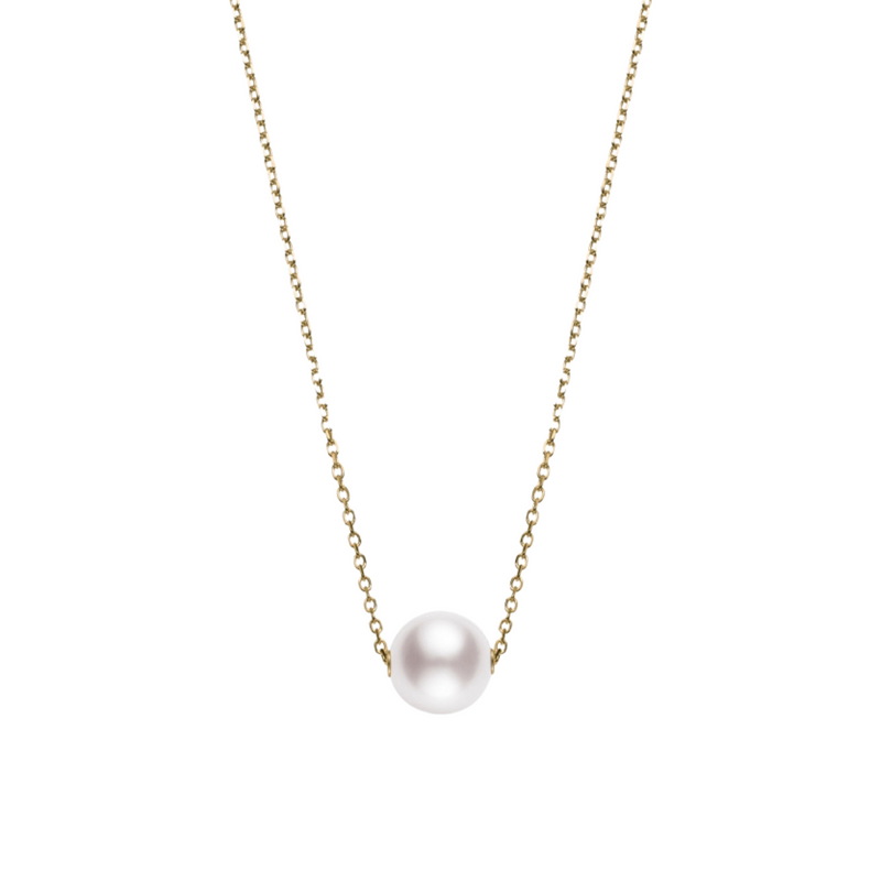 Classic Elegance 18K Yellow Gold Akoya Cultured Single Pearl Pendant Necklace