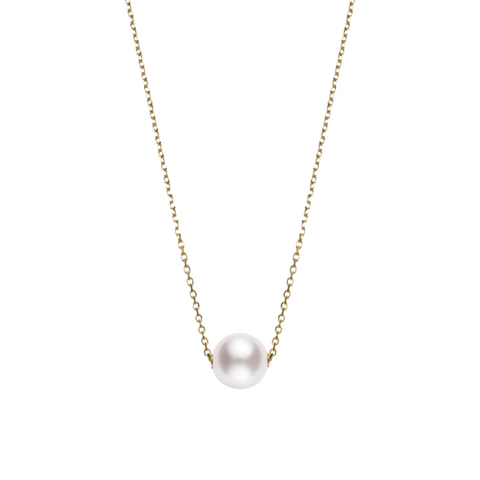 Classic Elegance 18K Yellow Gold Akoya Cultured Single Pearl Pendant Necklace