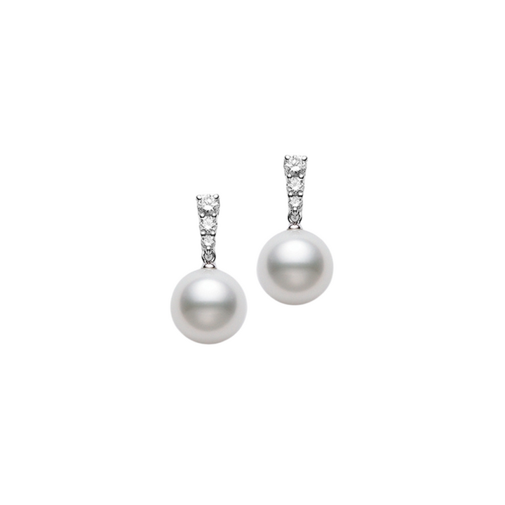 Mikimoto Jewelry - Morning Dew 18K White Gold White South Sea Cultured Pearl & Diamond Drop Earrings | Manfredi Jewels