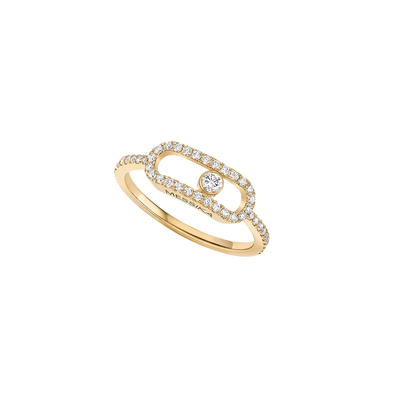 Move Uno 18K Yellow Gold Large Model Diamond Pavé Ring